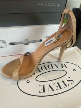 Steve Madden Beige Nude Ankle-Strap Stiletto Sandal